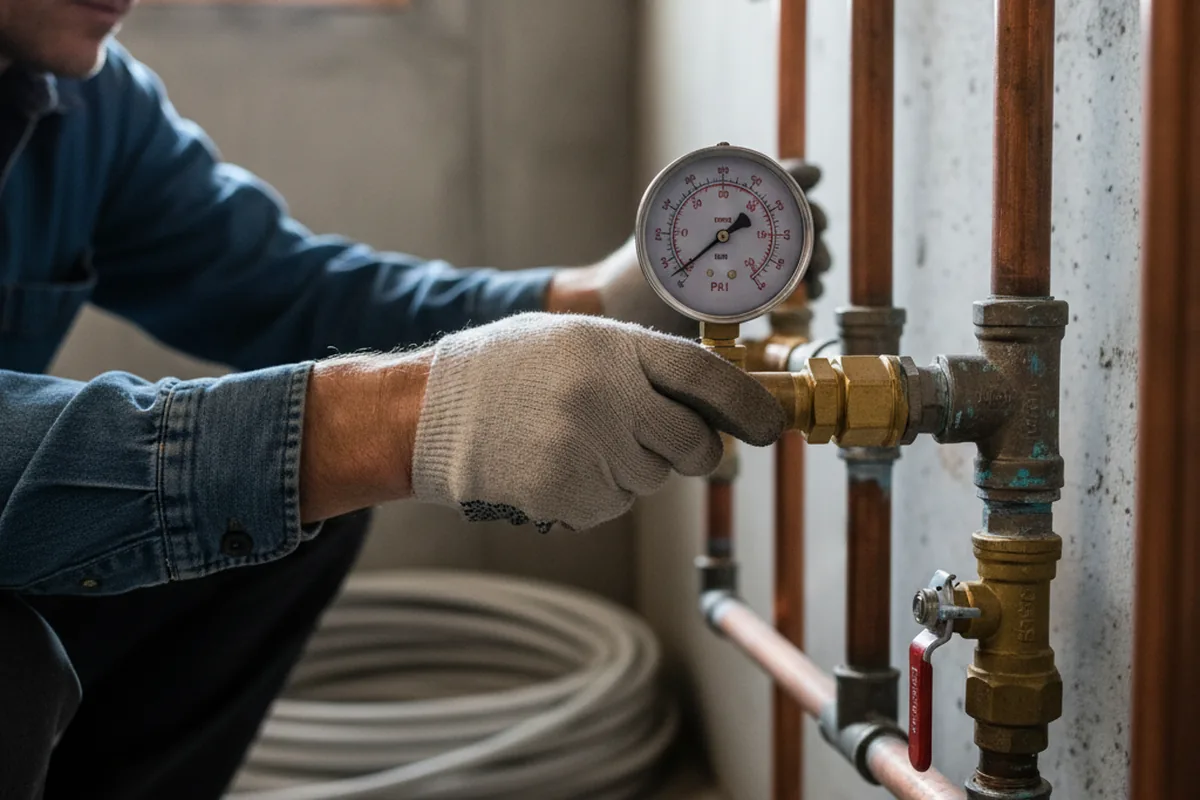 Pressure testing a repaired line during Water Line Repair in Boyce